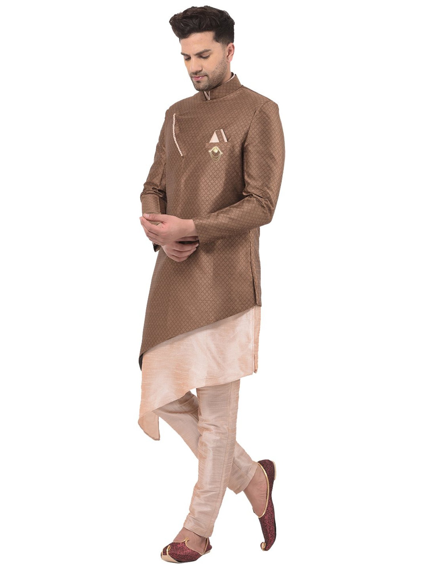 SG RAJASAHAB Brown Regular Fit Kurta Set