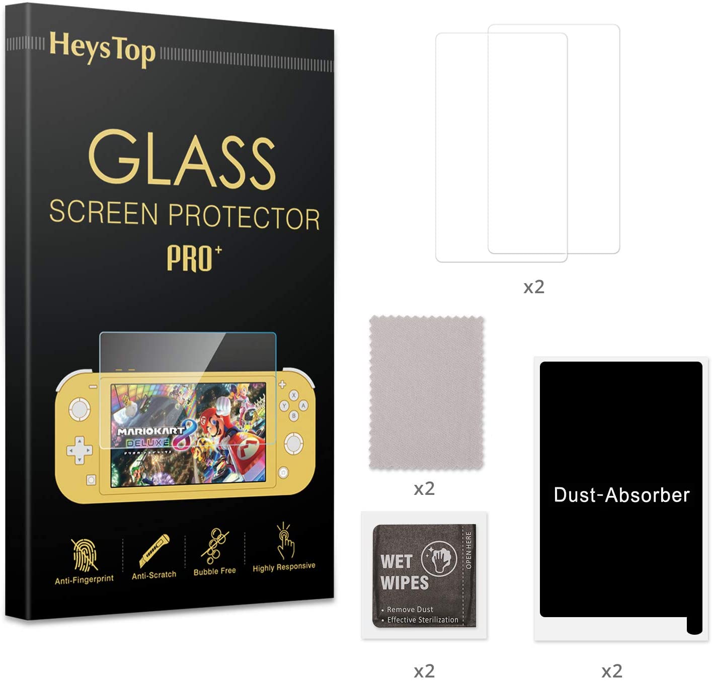 [2 Pack] Screen Protector for Nintendo Switch Lite, HEYSTOP Tempered Glass Film with Anti-Scratch for Nintendo Switch Lite
