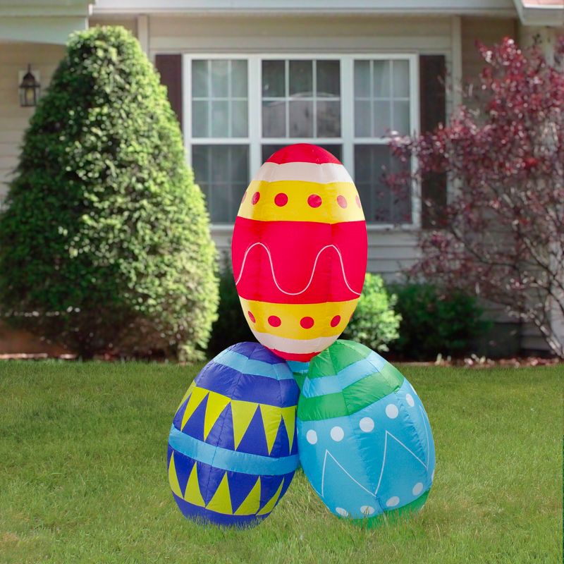 Gemmy Airblown Inflatable Snoopy with Bunny Ears and Decorated Egg, 3.5 ft Tall, white