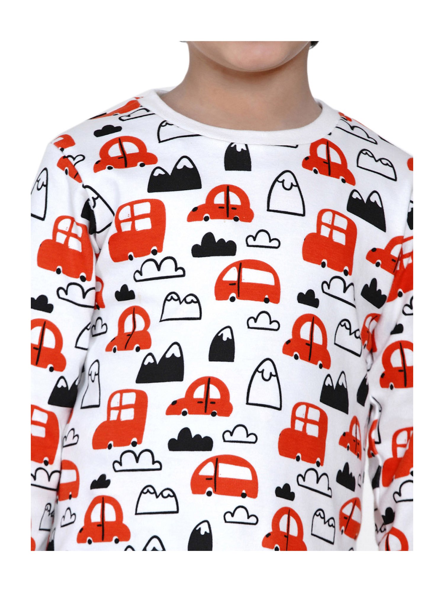 Berrytree Organic Boys Red Cotton Cars Print Night Suits