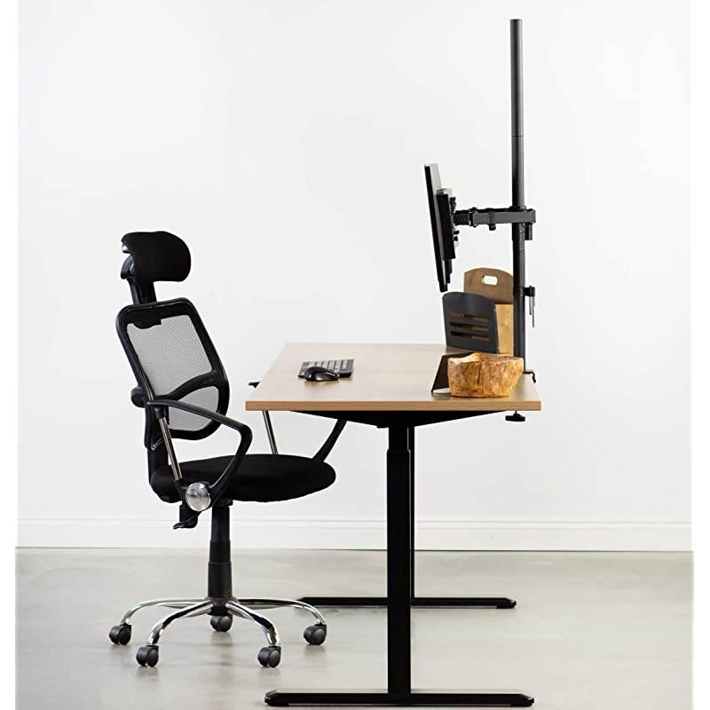 Dual Monitor Stand Up Desk Mount Extra Tall 39 inch Pole | Fully Adjustable Stand for up to 27 inch Screens STANDV012
