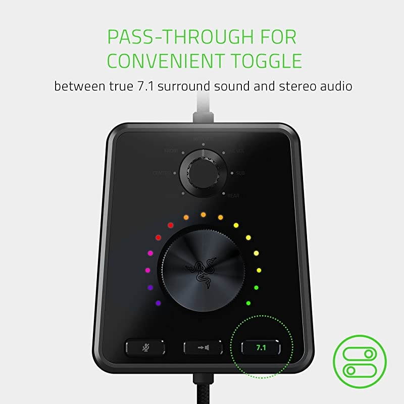 Tiamat 71 v2 Gaming Headset Dual Subwoofers Audio Control Unit Rotatable Boom Mic Works with PC Classic Black