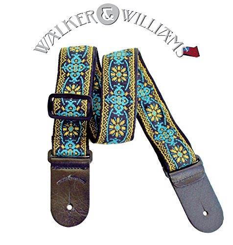 walker & williams h01 blue woodstock woven 60's style hootenany hippie guitar strap