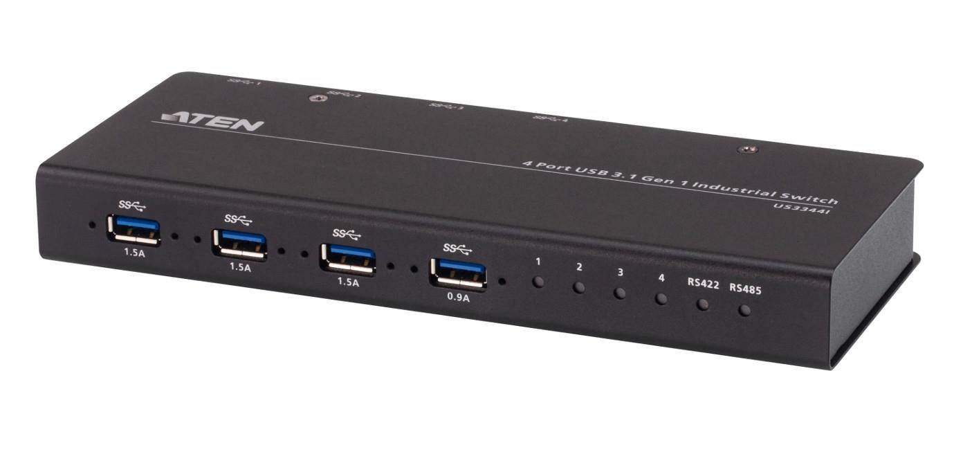Aten - US3344I - Aten 4 x 4 USB 3.1 Gen 1 Industrial Hub Switch - USB Type B - 4 USB Port(s) - 4 USB 3.1 Port(s) - Mac,