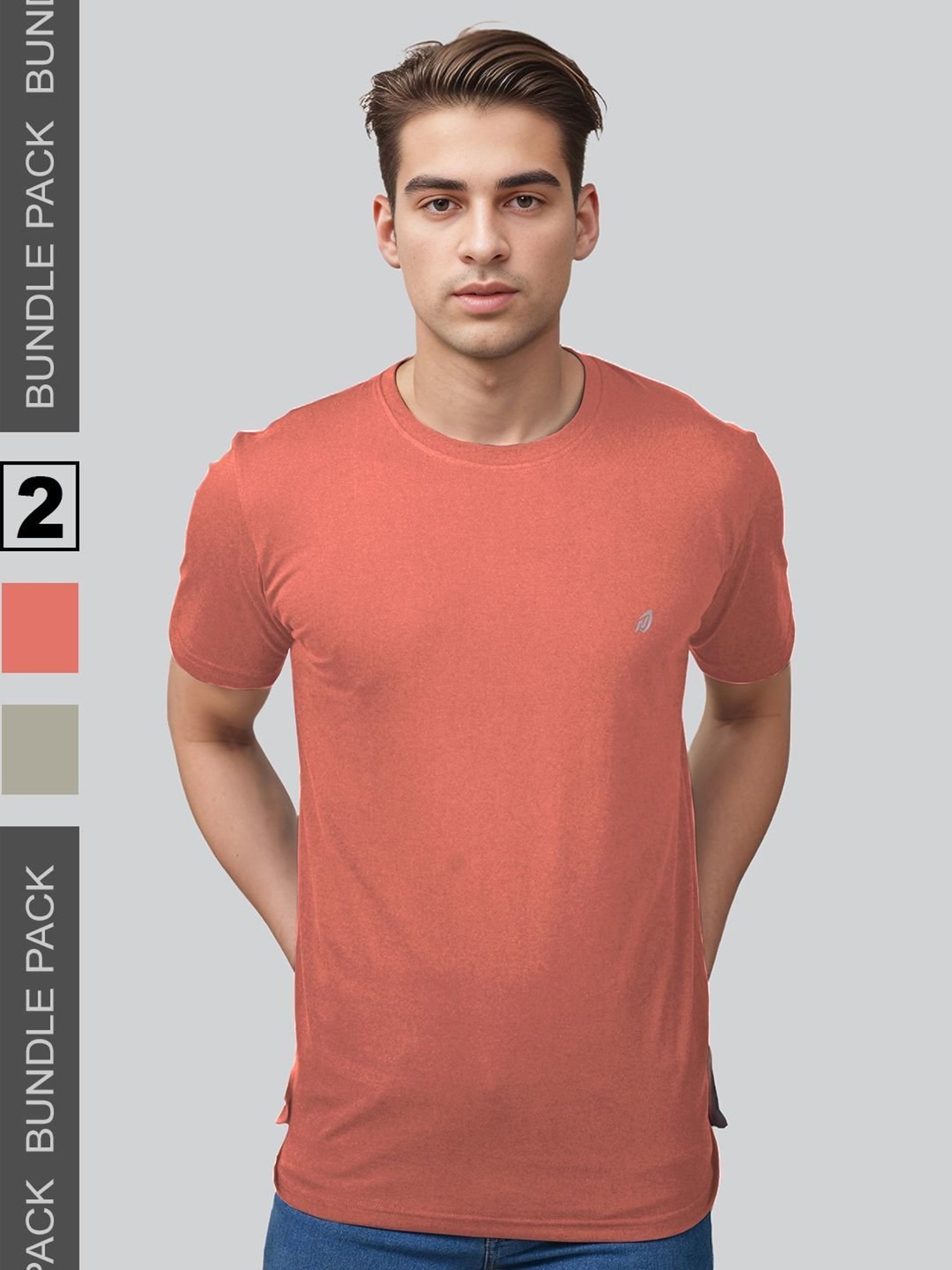 Lux Nitro Grey & Brown Regular Fit T-Shirt