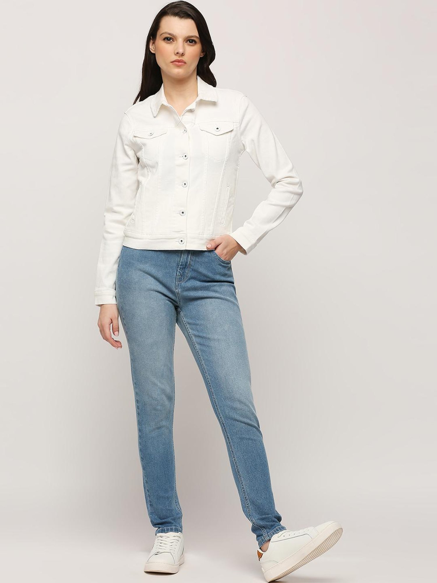 Pepe Jeans White Cotton Jacket