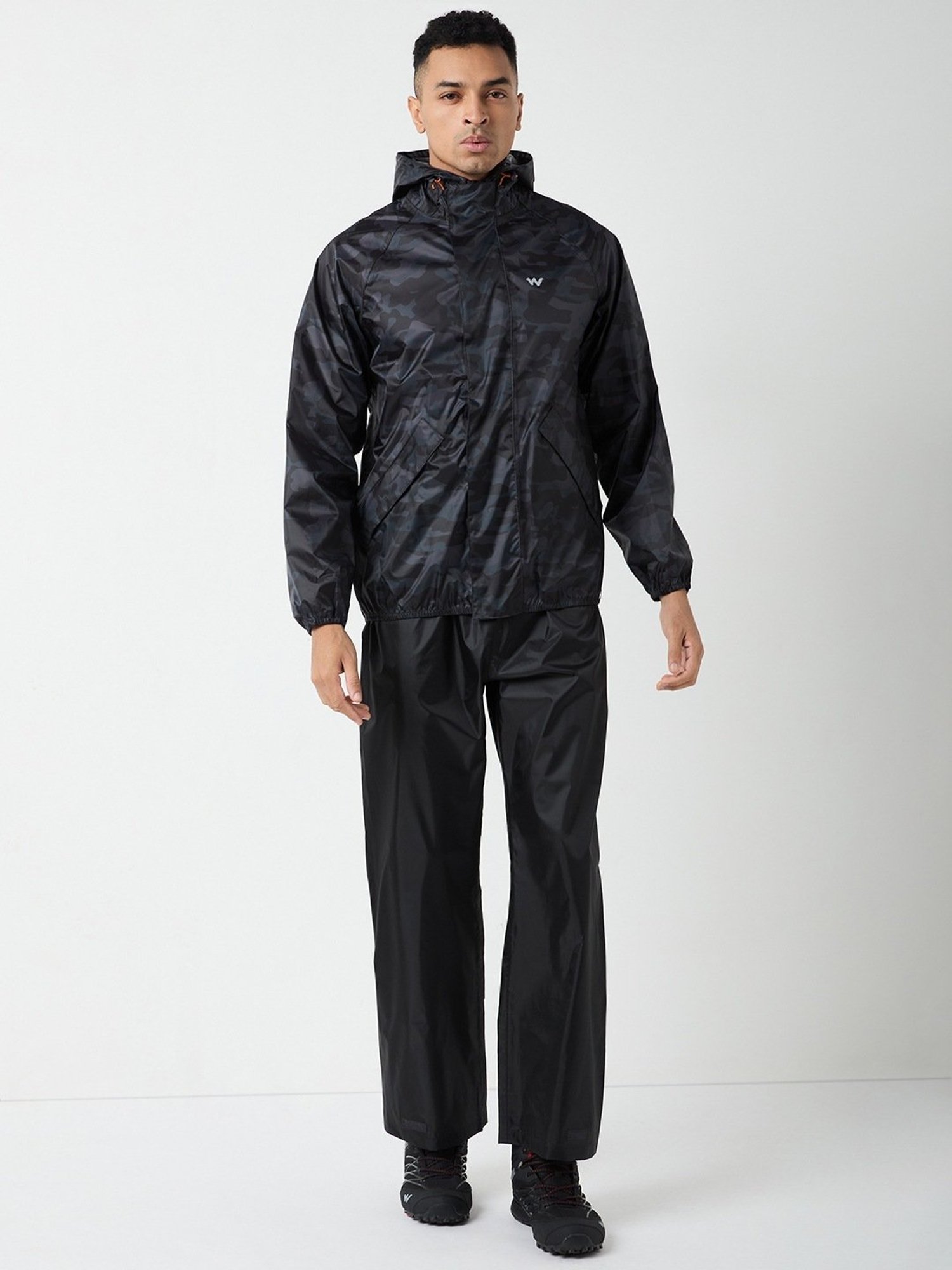 Wildcraft Black Regular Fit Printed Raincoat Set