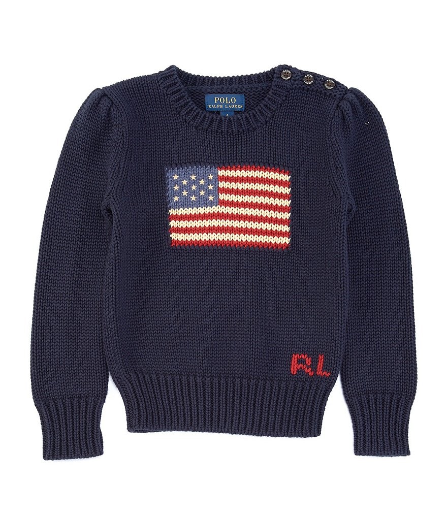 Polo Ralph Lauren Little Girls 2T-6X American Flag Sweater