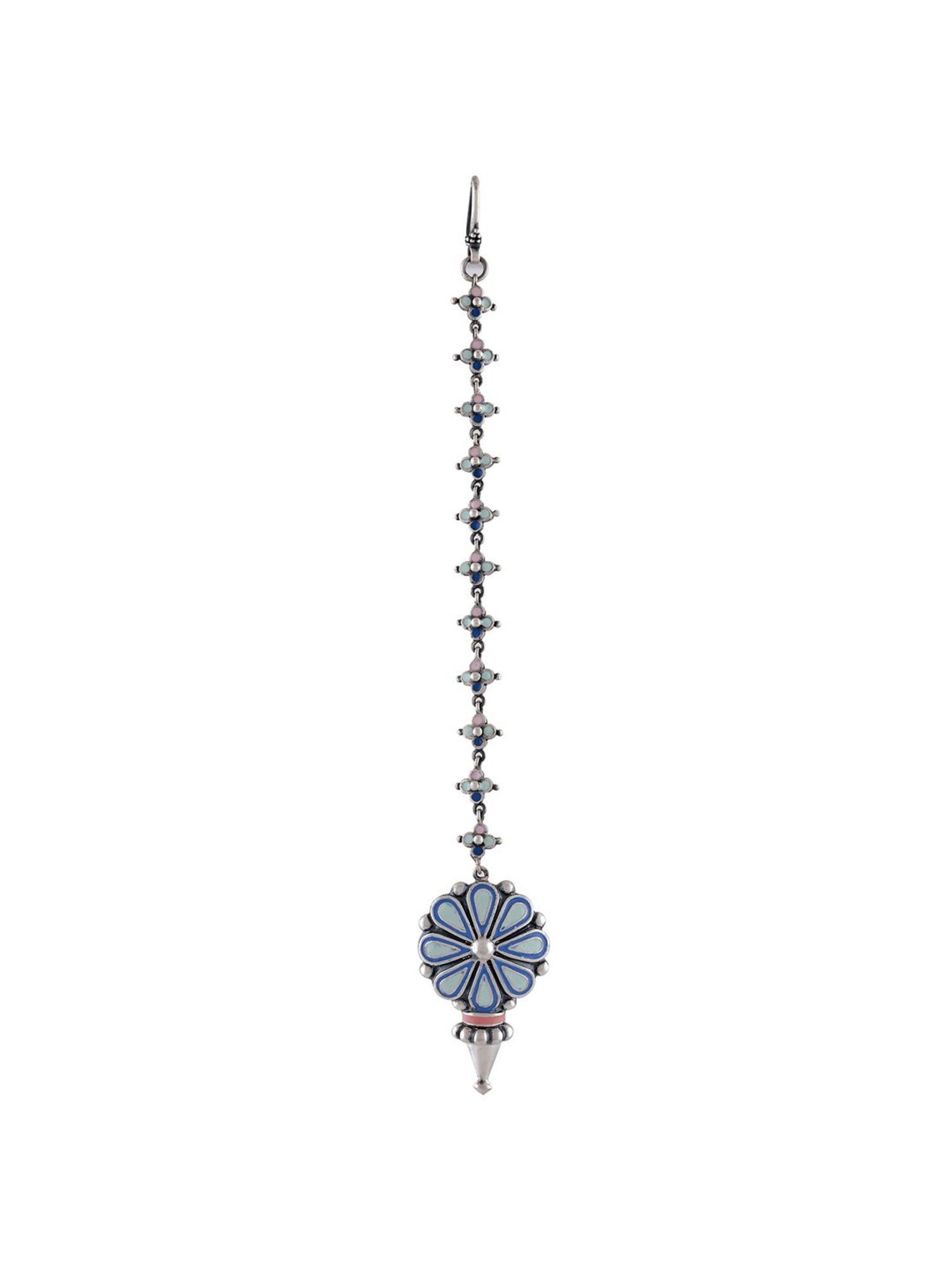 Tribe Amrapali Blue Enamel Chandrika Flower Maang Tikka