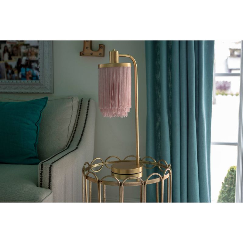 26.5" Framboise Fringe Shade Table Lamp Gold Leaf - Decor Therapy