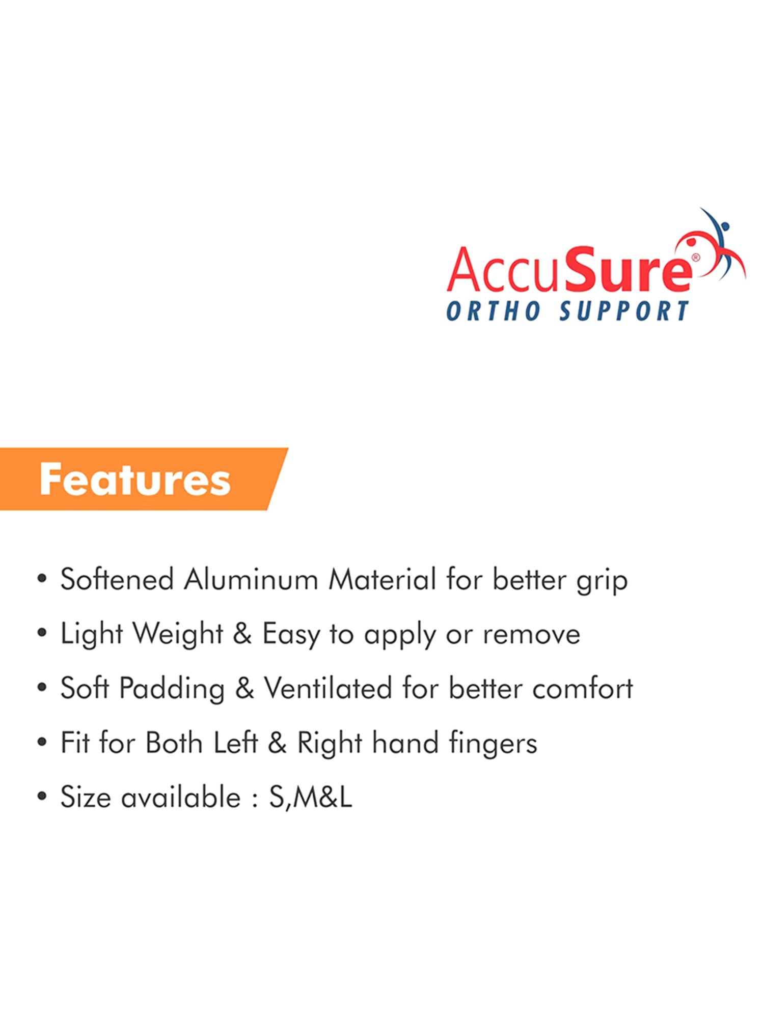 AccuSure Foam Lined Frog Finger Splint - Medium (Grey)