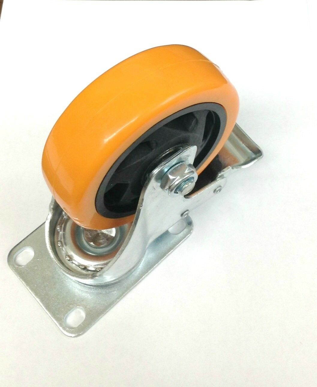 (4) Heavy Duty 4" Polyurethane Swivel Plate Wheels Two with Locking Brake