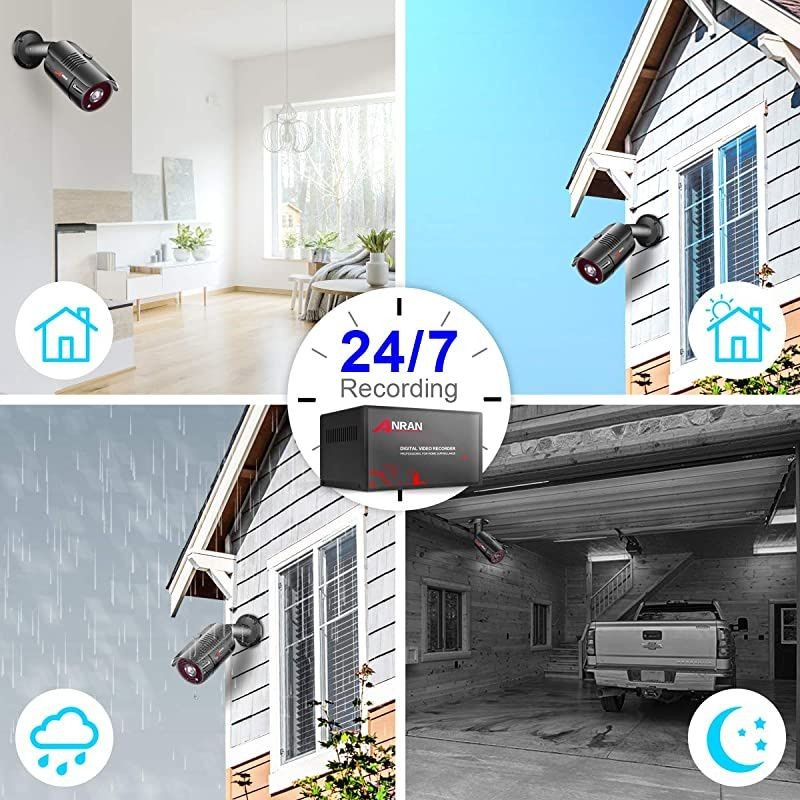 8CH Home Security Camera System 5MP HD TVI AHD DVR Video Recorder with 1TB Hard Drive 8pcs 1920TVL Outdoor Indoor CCTV Surveillance Bullet Cameras IR Night Vision Easy Remote Access Motion Alert