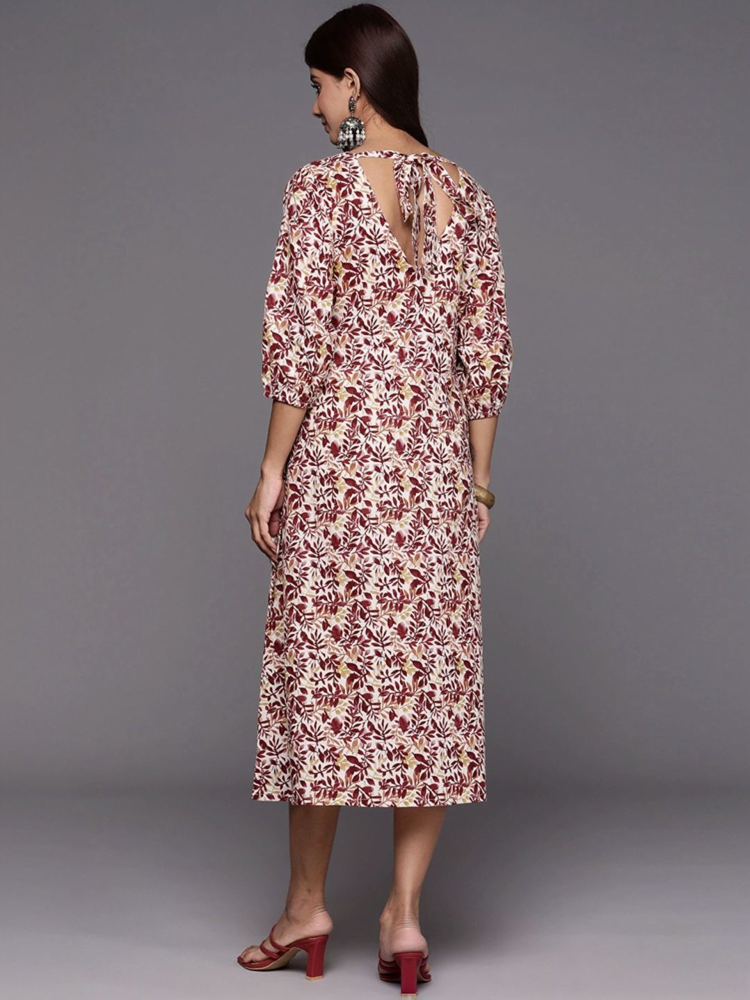 Saffron Threads Black Cotton Floral Print Ethnic Dress