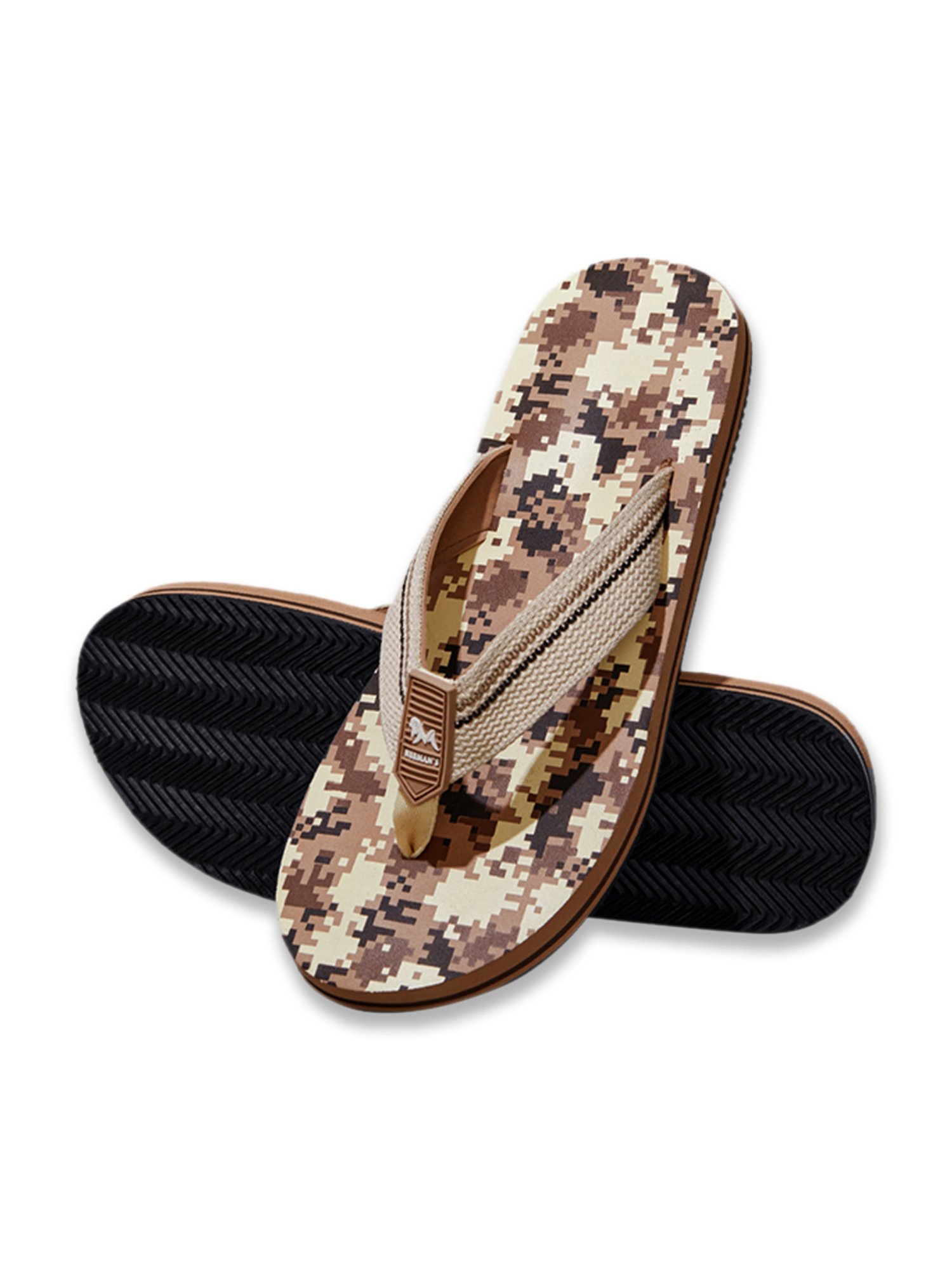 Neemans Men's Pixel Art Grey Flip Flops