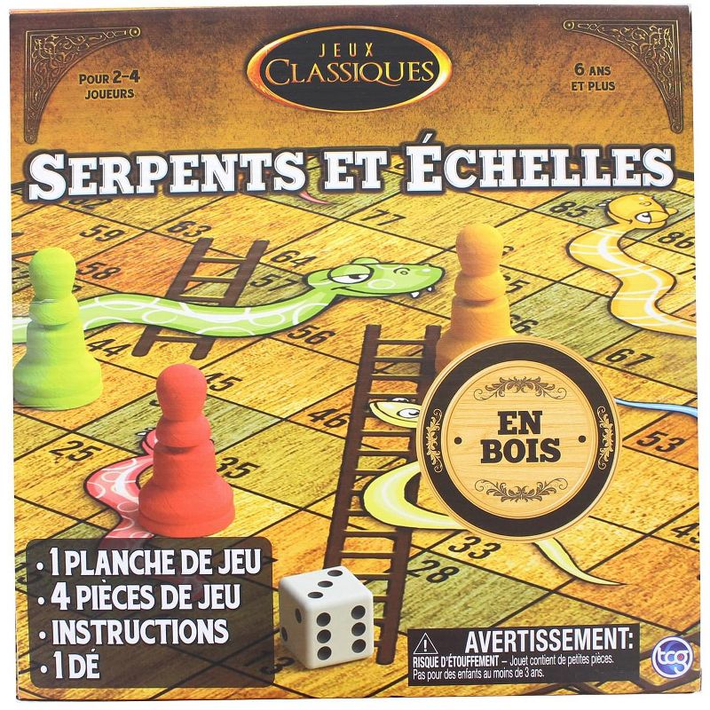 The Canadian Group Classic Games Wood Snakes & Ladders Set |  Board & 4 Game Pieces