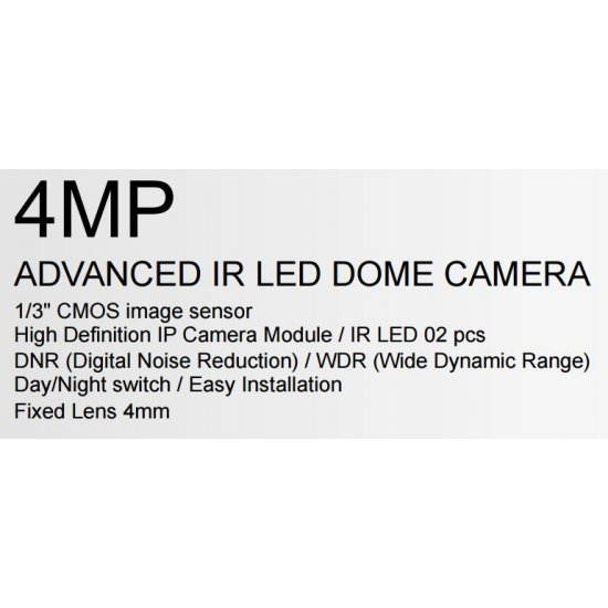 Eyemax 4.2MP Indoor IR Dome IP Network Camera 4mm Lens Onvif POE White Color