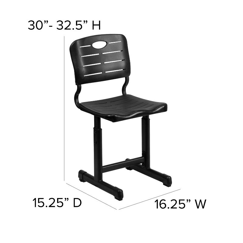 Emma and Oliver Adjustable Height Black Student Chair with Black Pedestal Frame