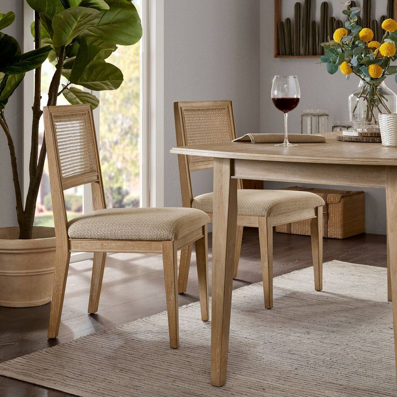 Agi Mid-Century Dining Chair in Walnut Wood and Beige Fabric - Armen Living