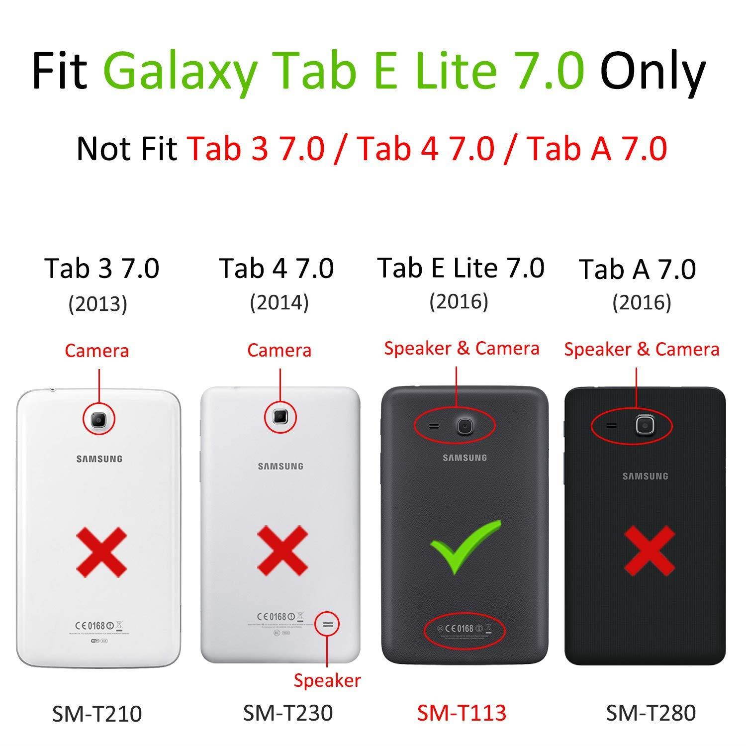 Samsung Galaxy Tab E Lite 7.0 Case, Galaxy Tab 3 Lite 7.0 Case, Hocase Rugged Heavy Duty Kids Proof Protective Case for SM-T110 / SM-T111 / SM-T113 / SM-T116 - Black