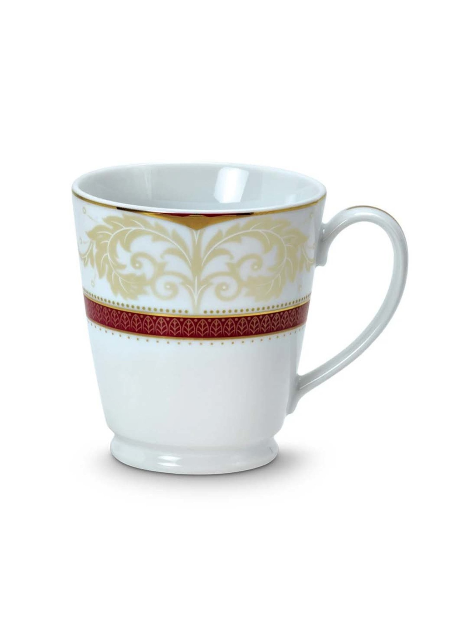 Noritake Queen's Fountain White & Beige Poreclain Milk Mug (0.37 L) - Set of 2