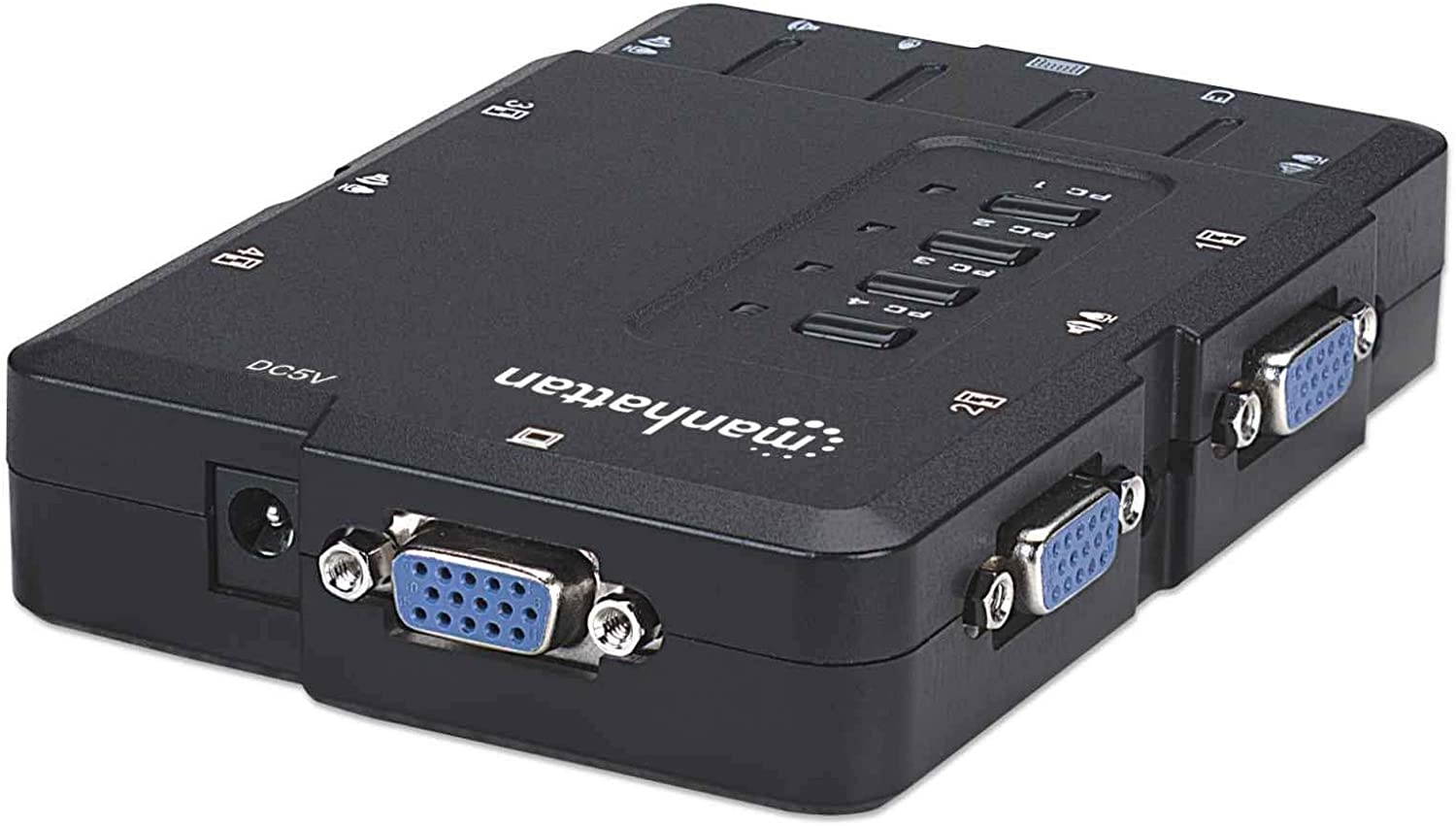 Manhattan 4Port Compact KVM Switch USB Audio with Cables (151269)