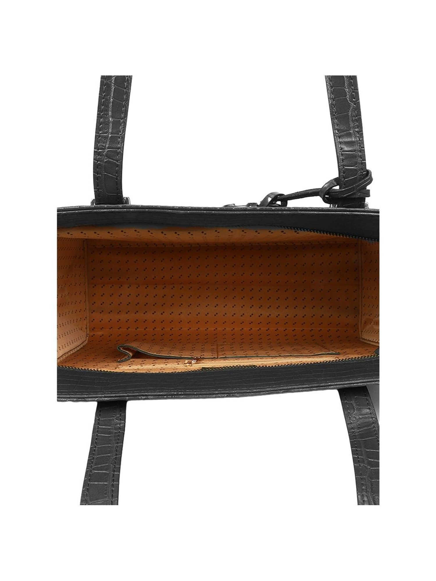 Carlton London Black Textured Medium Handbag