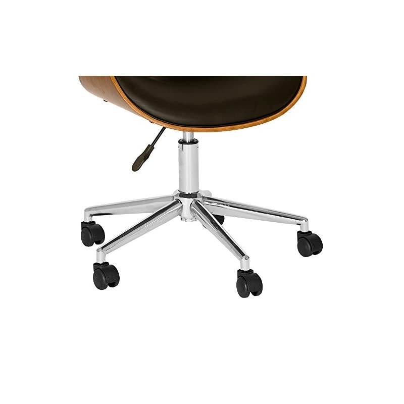 Daphne Office Chair in Black Faux Leather and Chrome Finish