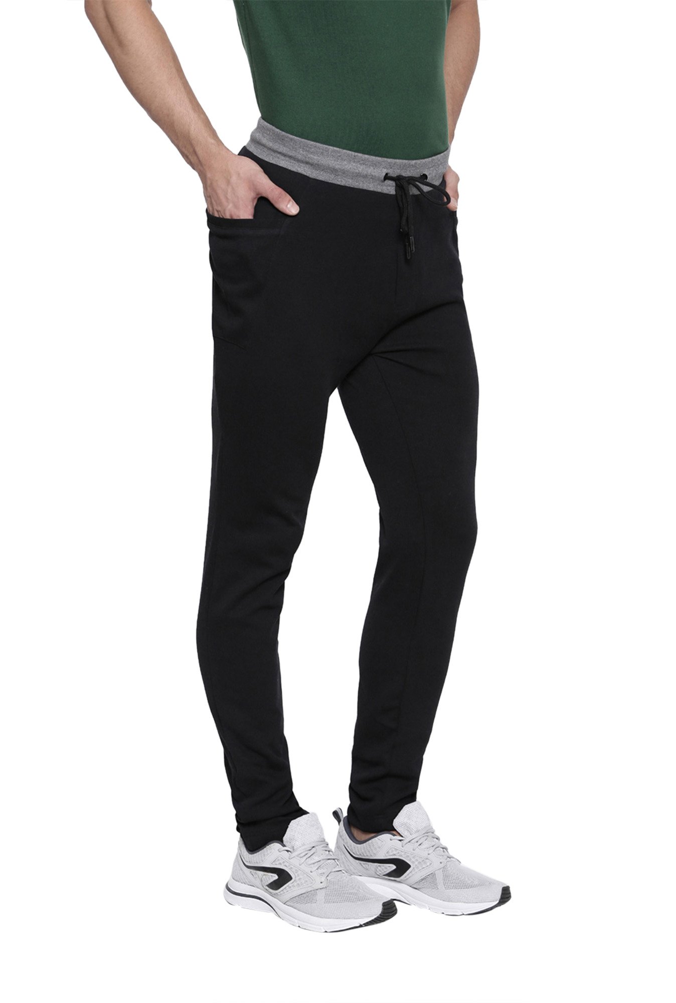 Proline Black Mid Rise Cotton Track Pants