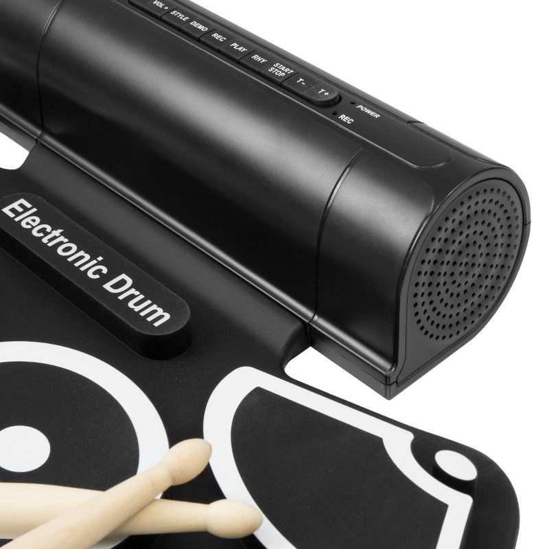 Best Choice Products Roll-Up Foldable Electronic Drum Set w/ USB MIDI, Speakers, Foot Pedals, Drumsticks - Black