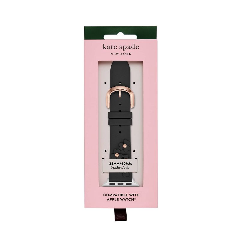 Kate Spade New York Floral Applique Black Leather 38/40mm Band for Apple Watch