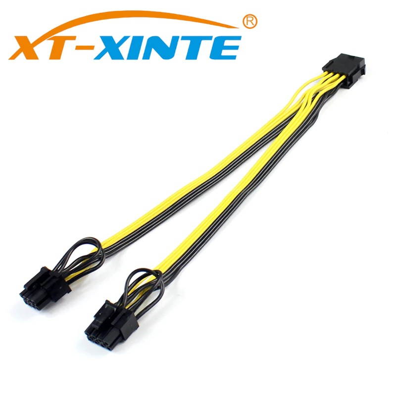 CPU 8Pin to Graphics Video Card Dual PCI-E PCIe 8Pin ( 6Pin + 2Pin ) Power Supply Splitter Cable Cord 15cm Miner Cables
