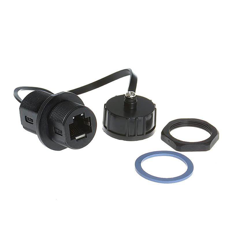 5PCS Panel Mounting Shielded RJ45 Waterproof Cat55e6 8P8C Connector Ethernet LAN Cable Connector Double Head Adapter with WaterproofDust Cap