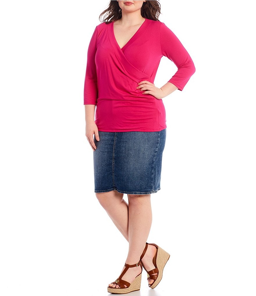 Lauren Ralph Lauren Plus Size Southwestern Print Cotton Blend Midi Skirt