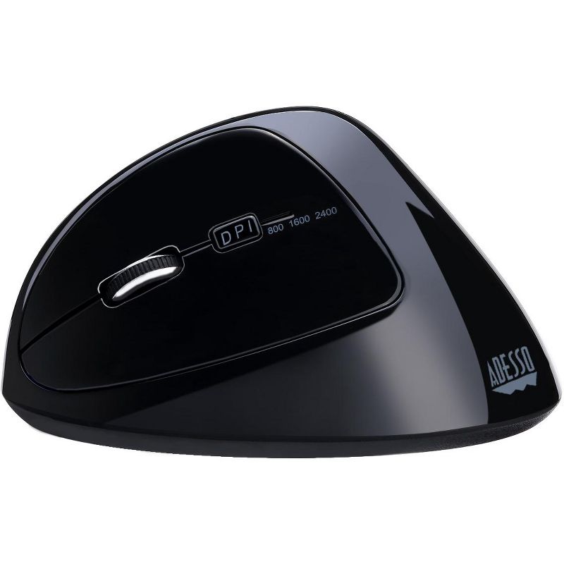 Adesso iMouse E70 - 2.4 GHz Wireless Vertical Lefthanded Programmable Mouse - Optical - Wireless - Radio Frequency - USB - 4800 dpi - Scroll Wheel