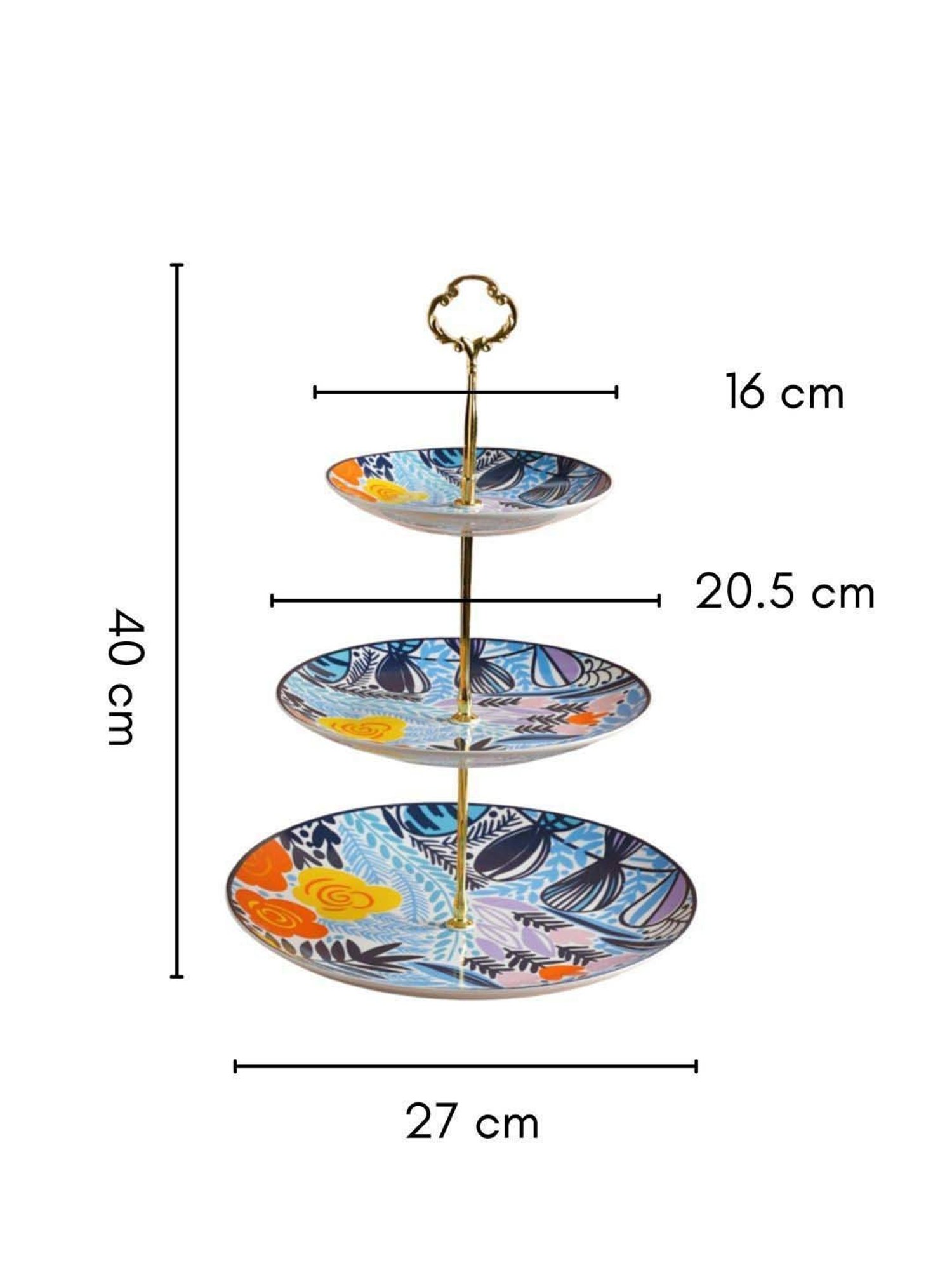 Nestasia Spring Printed Multicolor ceramic 3-Tier Dessert Display Stand for Serving cupcakes