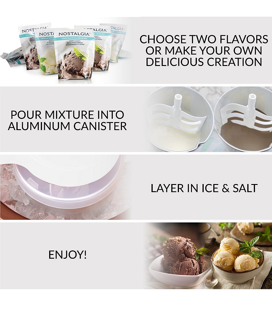 Nostalgia Electrics 4- Quart Double Flavor Ice Cream Maker