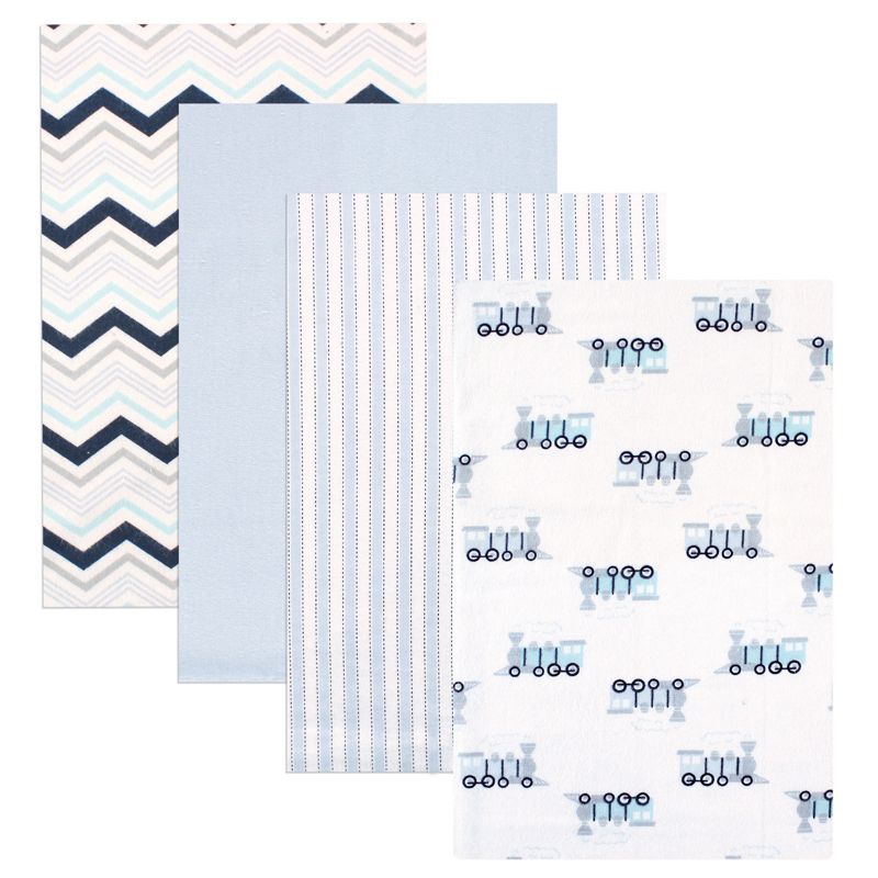 Luvable Friends Baby Boy Cotton Flannel Receiving Blankets, Train, One Size