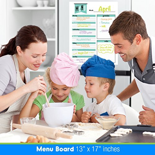 Best EXTRA LARGE 13 x 17 -inch Dry Erase or Wet Erase Laminated Magnetic Dry Erase Menu And Groceries Planner - Perfect for Refrigerators Keep a Weekly Meal Plan & Grocery List Blue & White