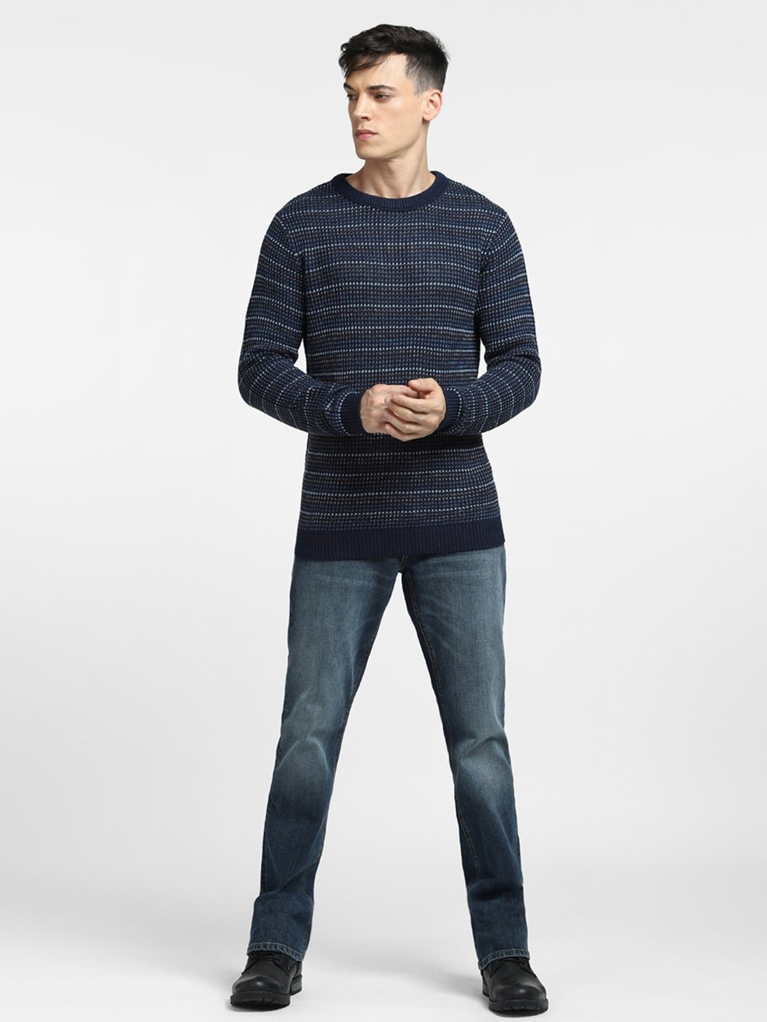 Jack & Jones Multicolor Self Design Sweater