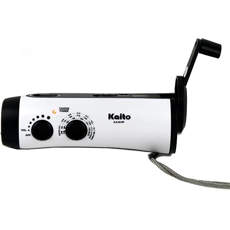 KA404W Wind-up 5-LED Flashlight with AM/FM NOAA Weather Radio, Cell Phone Charger & Emergency Siren with Micro USB Port and Cable