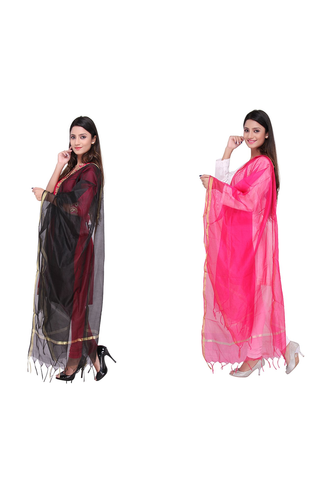 Dupatta Bazaar Multicolored Dupatta - Pack of 2