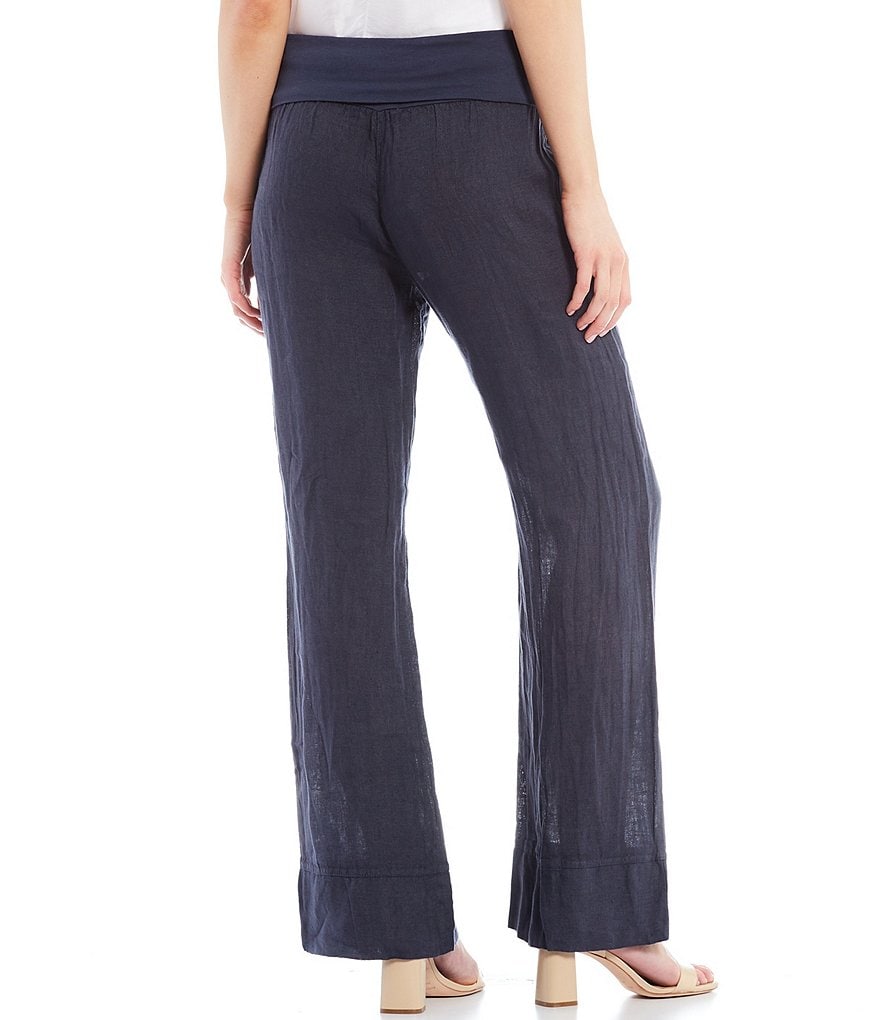 M Made in Italy Linen Wide Leg Pants