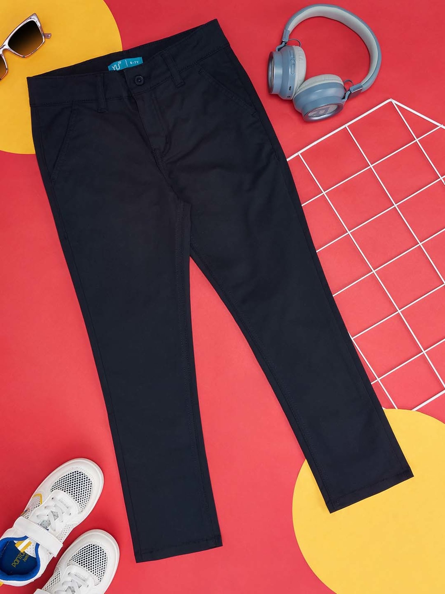 YU by Pantaloons Boys Navy Regular Fit Pants