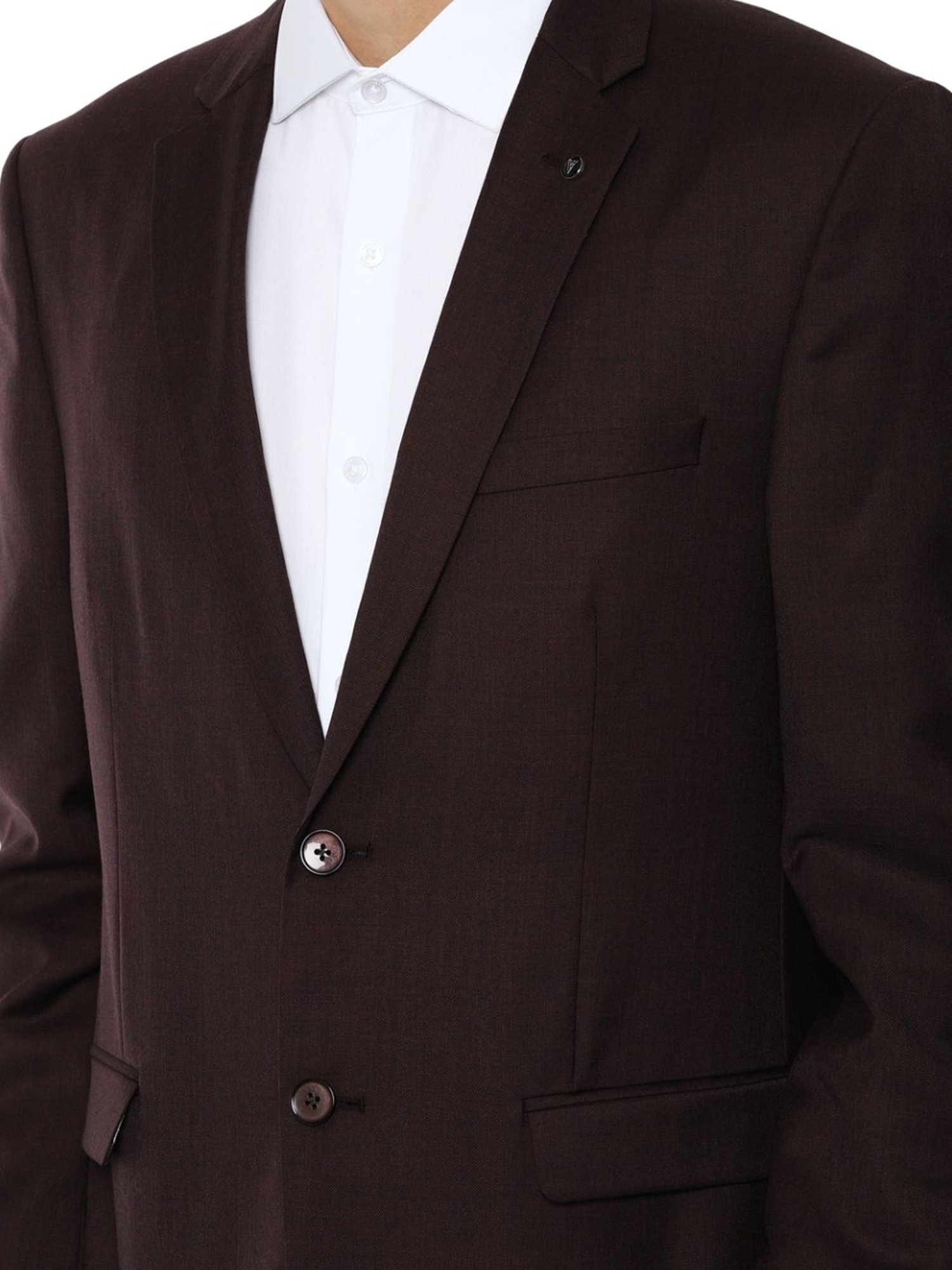 Van Heusen Maroon Slim Fit Self Pattern Blazer