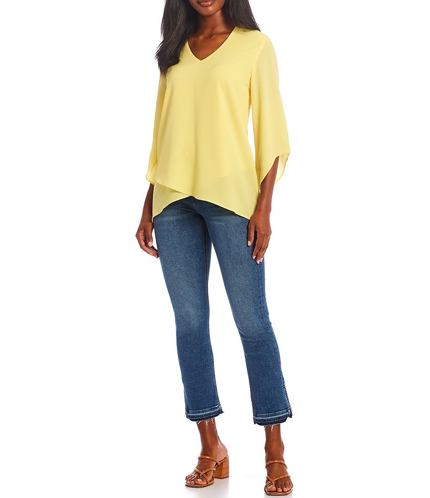 JEN7 by 7 for All Mankind Straight Leg Slit Released Hem Ankle Jeans