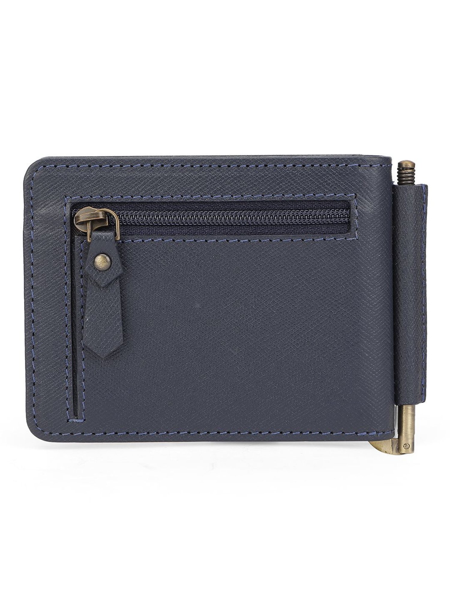 PERQUISITE Navy Casual Leather Bi-Fold Wallet for men