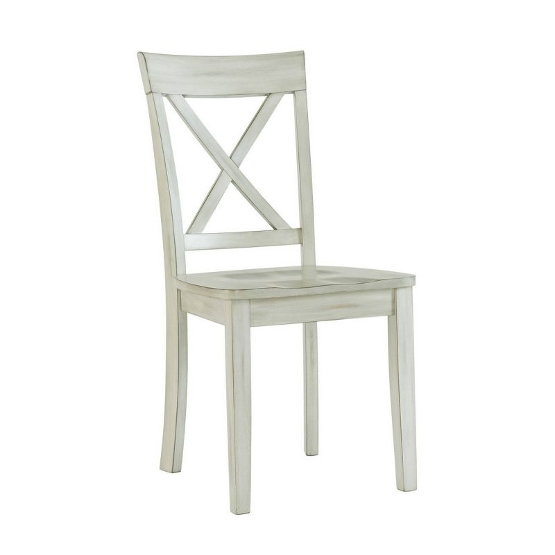 6pc Wooden Dining Set with 1 Bench and X Back Chairs White - Benzara