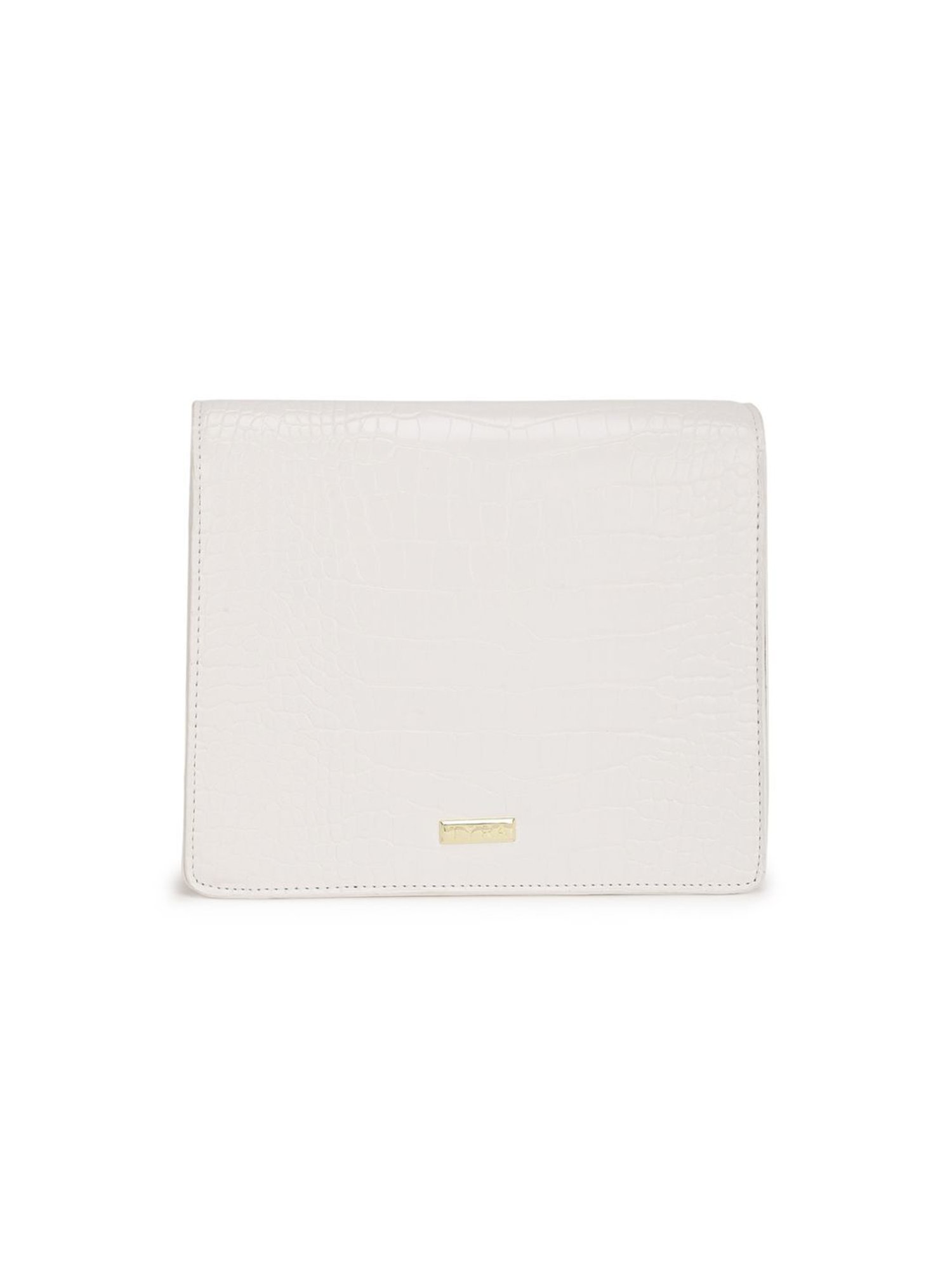 Tyra Lita White Textured Faux Leather Sling Handbag