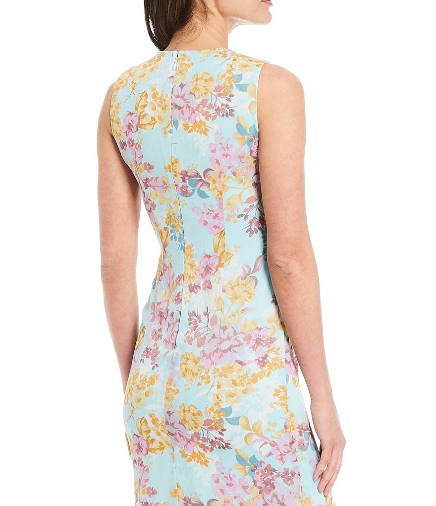 R & M Richards Faux Wrap V-Neck Embellished Waist Short Sleeve Dress